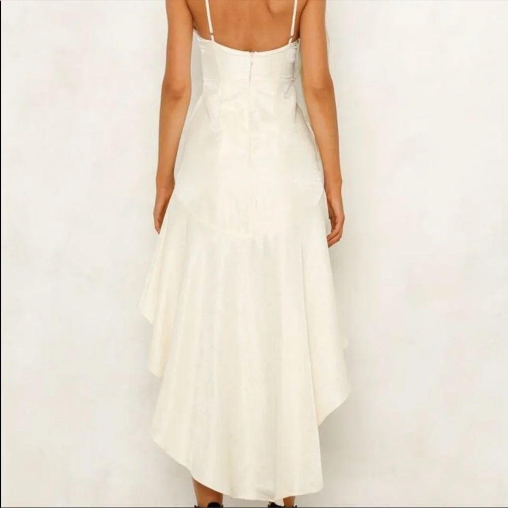 Hello Molly Cream High-Low Ruffle Midi Dress - Picture 4 of 5